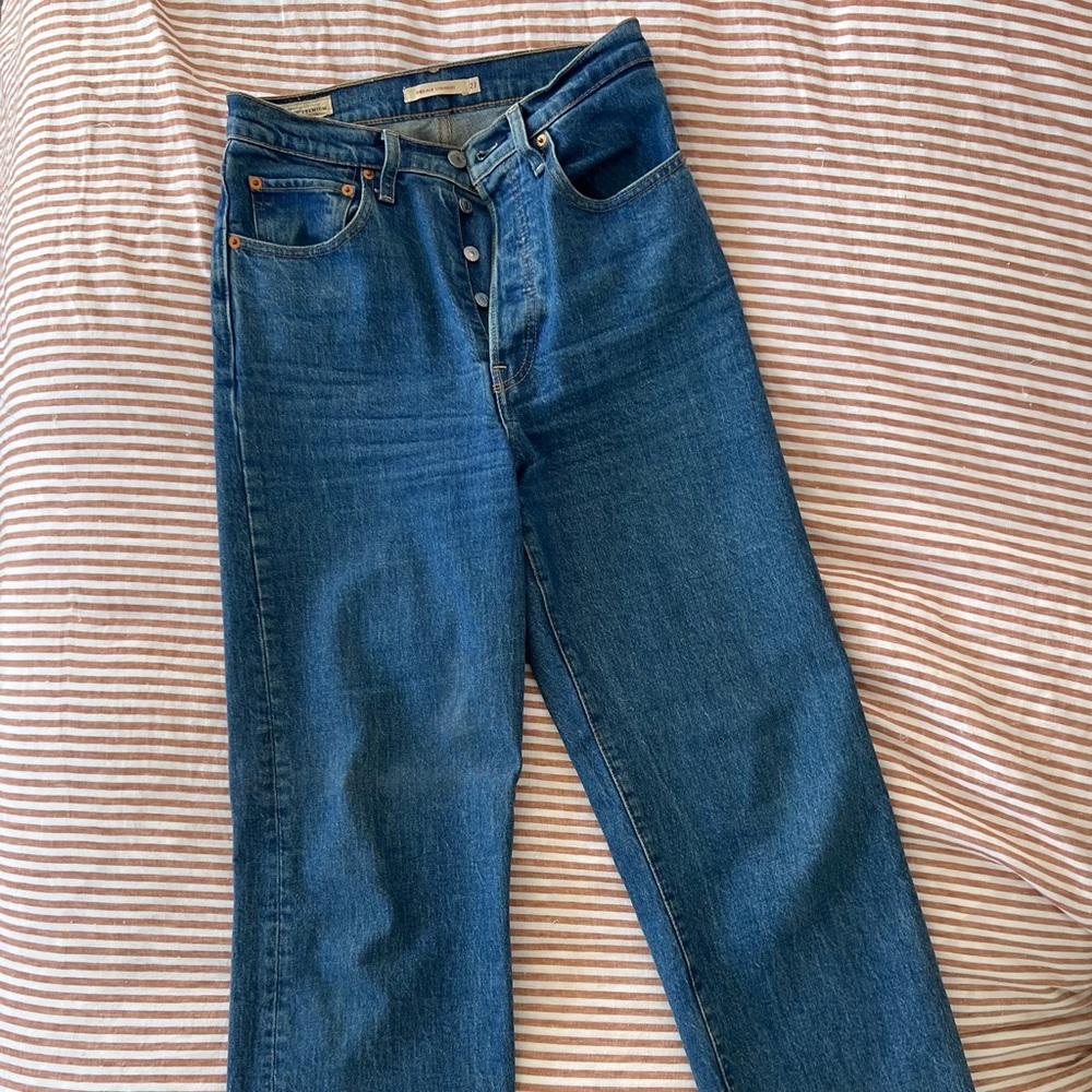 Levi Ribcage Straight Jeans - blue vintage wash